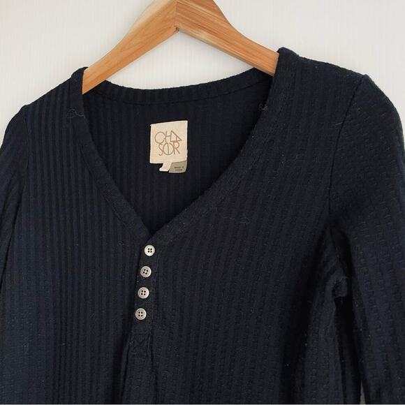 Chaser waffle thermal style fabric long sleeve shirt v-neck button detail size s - Picture 4 of 8